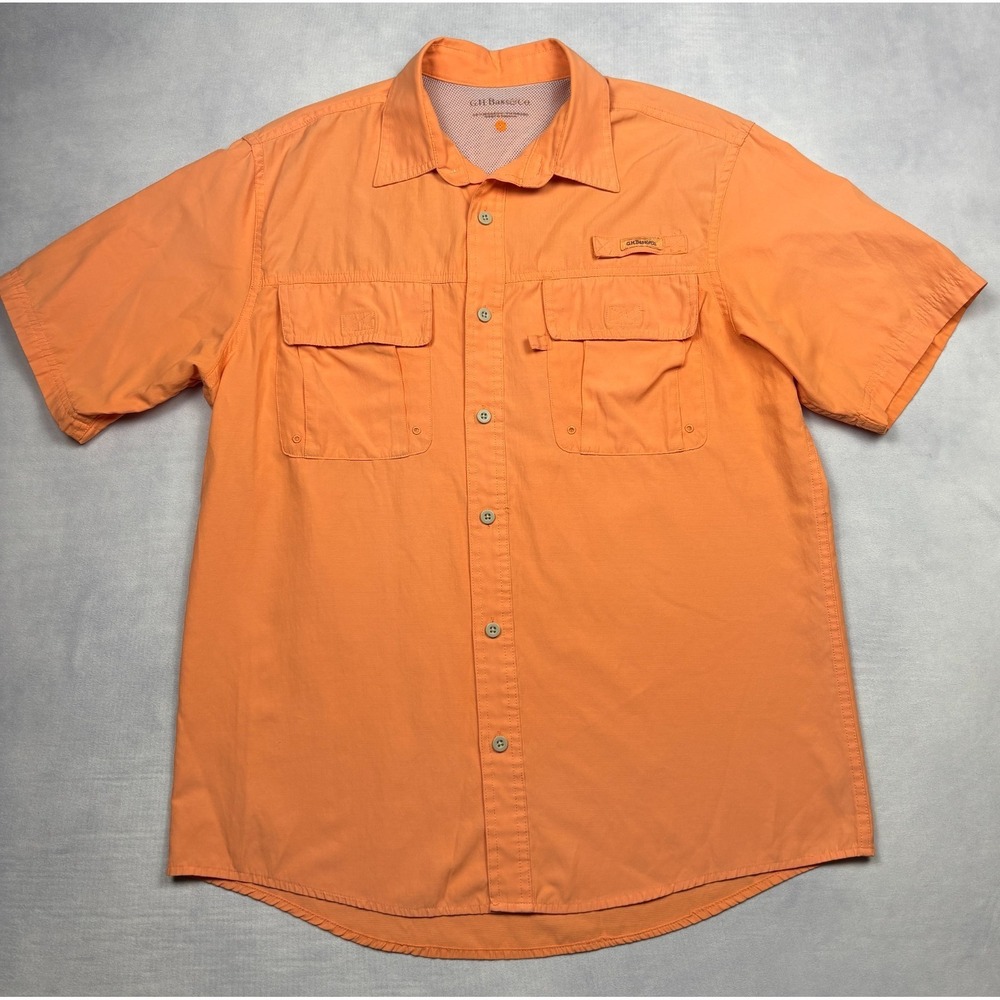 GH Bass Explorer Shirt Mens Large Orange Fishing S/S Vented Hiking L